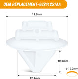 50 Pcs Rear Door Body Side Moulding Clips For Jeep Renegade 2015-2020 Fiat Chrysler 68241251AA 68241251-AA White Nylon Wheel Opening Moulding Clip Fits into 9mm Hole