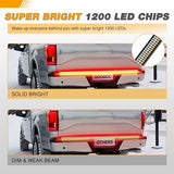 60" Aluminum Frame Amber led Light Strip Triple Row Tail Light w/Sequential Amber Turn Signal Strobe Lights Red Running Brake Lights White Reverse