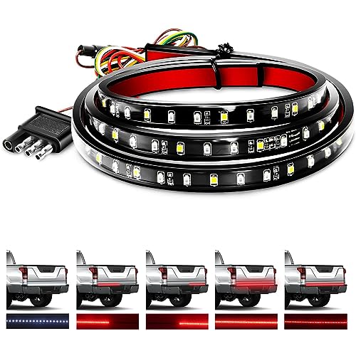48" 3-Row LED Tailgate Light Bar - Smoke Lens, Reverse, Brake, Turn Signal For Trucks