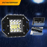 2 Pcs 42W Flush Mount Upgraded Spot Flood Combo LED Work Light with 16AWG Wiring Harness-2 Leads
