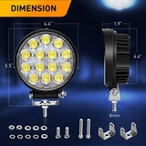 2 Pcs 4.5Inch 42W Led Round Flood Work Light 4200LM with 16AWG Wiring Harness Kit-2 Leads