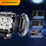 4 Pcs 18W LED Pods Spot Light Bar Fog Light Driving Lighting with 16AWG Off Road Wiring Harness-4 Leads