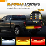 48" Triple Row 360 LED Light Strip 6 Function with Red Running Brake Lights Amber Turning Signals Strobe Lights White Reverse Light