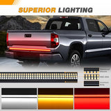 60" Aluminum Frame Amber led Light Strip Triple Row Tail Light w/Sequential Amber Turn Signal Strobe Lights Red Running Brake Lights White Reverse