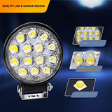 2 Pcs 4.5Inch 42W Led Round Flood Work Light 4200LM with 16AWG Wiring Harness Kit-2 Leads