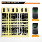 6 Packs Night Glow Stickers 5 PIN SPST Rocker Switches with Green Backlit 12V 24V