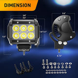 4 Pcs 18W LED Pods Spot Light Bar Fog Light Driving Lighting with 16AWG Off Road Wiring Harness-4 Leads