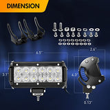 2PCS 36W 6.5Inch Flood LED Light Bar W/ 16AWG Wiring Harness-2 Leads