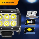 4 Pcs 18W LED Pods Spot Light Bar Fog Light Driving Lighting with 16AWG Off Road Wiring Harness-4 Leads