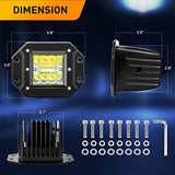 2 Pcs 42W Flush Mount Upgraded Spot Flood Combo LED Work Light with 16AWG Wiring Harness-2 Leads