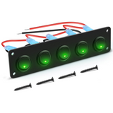 5 Gang 3 Pin Rocker Switch Panel Green