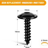 50 Pcs Torx Truss Head Tapping Screw Fender Liner Splash Guard Under Cover License Bracket for VW Audi N90775001 N90892001 N90648702 Black Zinc M5-2.12 x 19mm T25