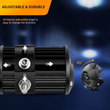 2 Pcs 6.5 Inch 120W Flood Triple Row LED Pods with 16AWG 3Pin Wiring Harness-2 Leads