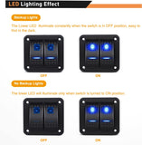2 Gang Aluminum Rocker Switch Panel Blue