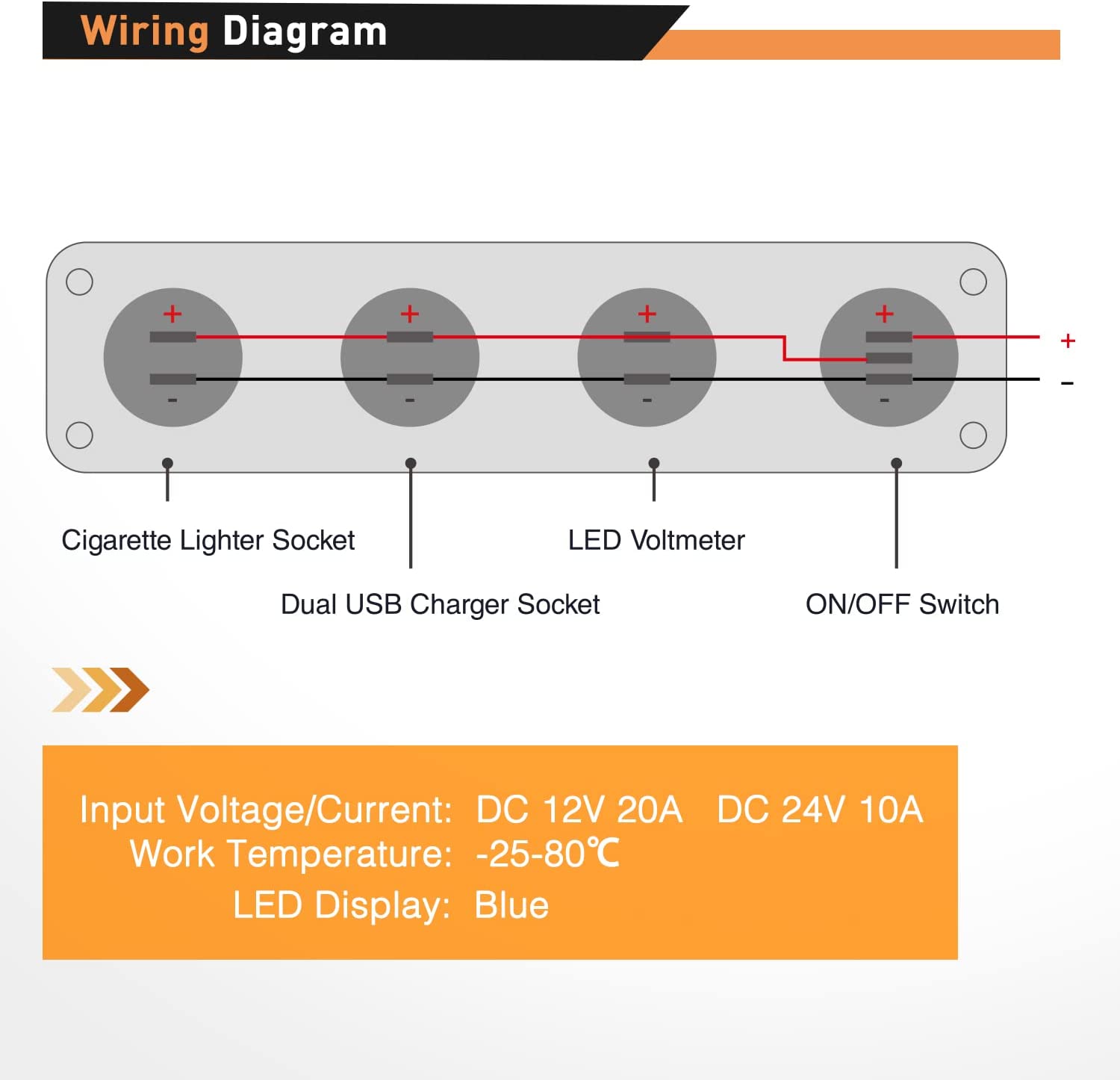 12v 24v red led dual voltmeter