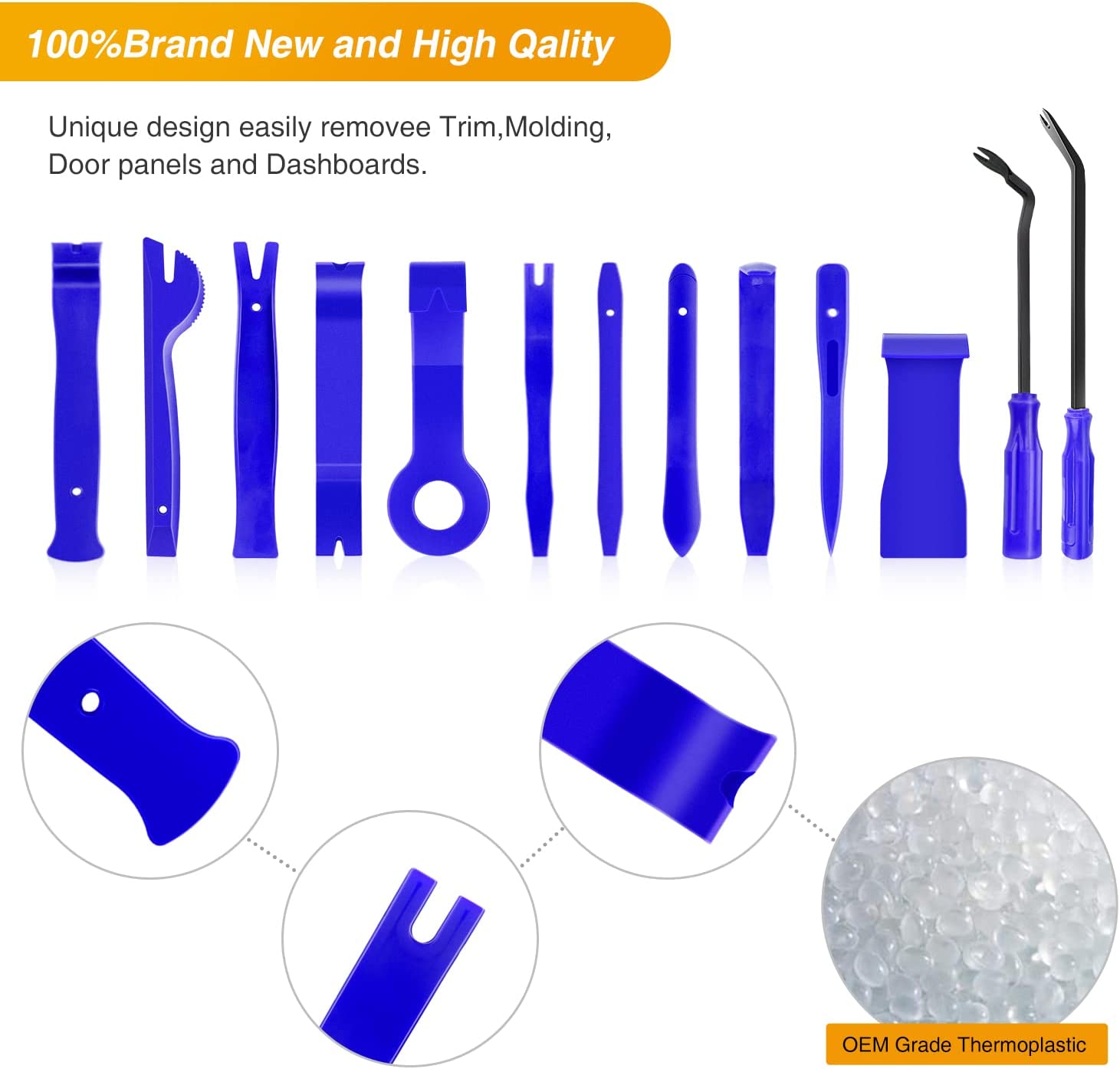 13 Pcs Nylon Trim Removal Tool Set for Bumper Fastener Rivet Retaining Retainer Clips Blue