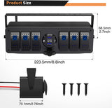 6 Gang SPST Rocker Switch Box QC 3.0 USB Charger Voltmeter Blue