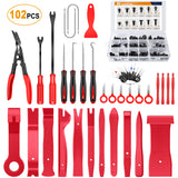 GOOACC 102Pcs Trim Removal Tool, Auto Terminal Removal Tool, Auto Clip Pliers Stereo Removal Tools, Car Upholstery Repair Removal Kit,Precision Hook and Pick Set, Round Handle Crowbar