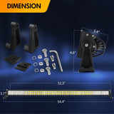 52 Inch 300W Flood Spot Combo LED Light Bar 2PCS 4Inch 18W Spot LED pods with Wiring Harness Kit-3 Leads