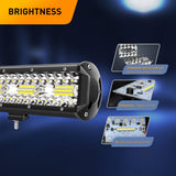 20 Inch 420W Combo Led Light Bar 2PCS 4Inch 60W Combo LED Pods with 16AWG Off Road Wiring Harness-3 Leads