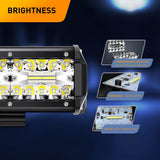 2 Pcs 6.5 Inch 120W Flood Triple Row LED Pods with 16AWG 3Pin Wiring Harness-2 Leads