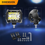 12 Inch 300W Led Light Bar 2PCS 4Inch 60W LED Pods with 16AWG 3Pin Rocker Switch Wiring Harness kit