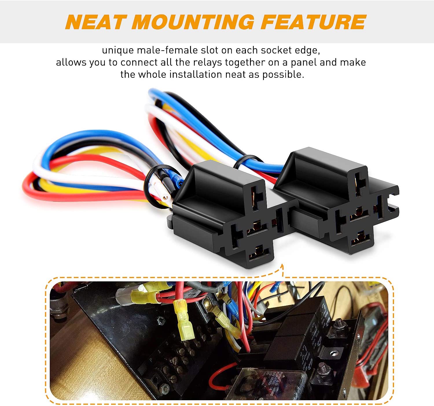 6 Packs Relay Harness Set 5-Pin 30/40A 12V SPDT with Interlocking Rela ...