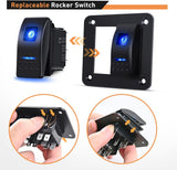2 Gang Aluminum Rocker Switch Panel Blue