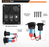 3 Gang Rocker Switch Panel USB Charger LED Voltmeter Sasquatch Lights Wench Power Rear Lights Switch Blue