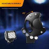 2 Pcs 18W Flood LED Pods with 3Pin 16AWG Wiring Harness-2 Leads