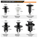 120 Pcs Car Bumper Retainer Retaining Clips & Nylon Fasteners Rivet Kit 6mm 7.6mm 8mm 8.8mm 10mm Door Trim Panel Clips Bumper Push Rivet Clips