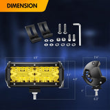 2 Pcs 6.5 Inch 120W Triple Row Flood Amber LED Pods with 16AWG 3Pin Wiring Harness-2 Leads
