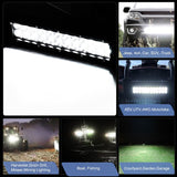 12 Inch 72W Led Light Bar Spot Flood Combo with 12V 5Pin Rocker Switch Wiring Harness kit Horizontal Bar Tube Clamp