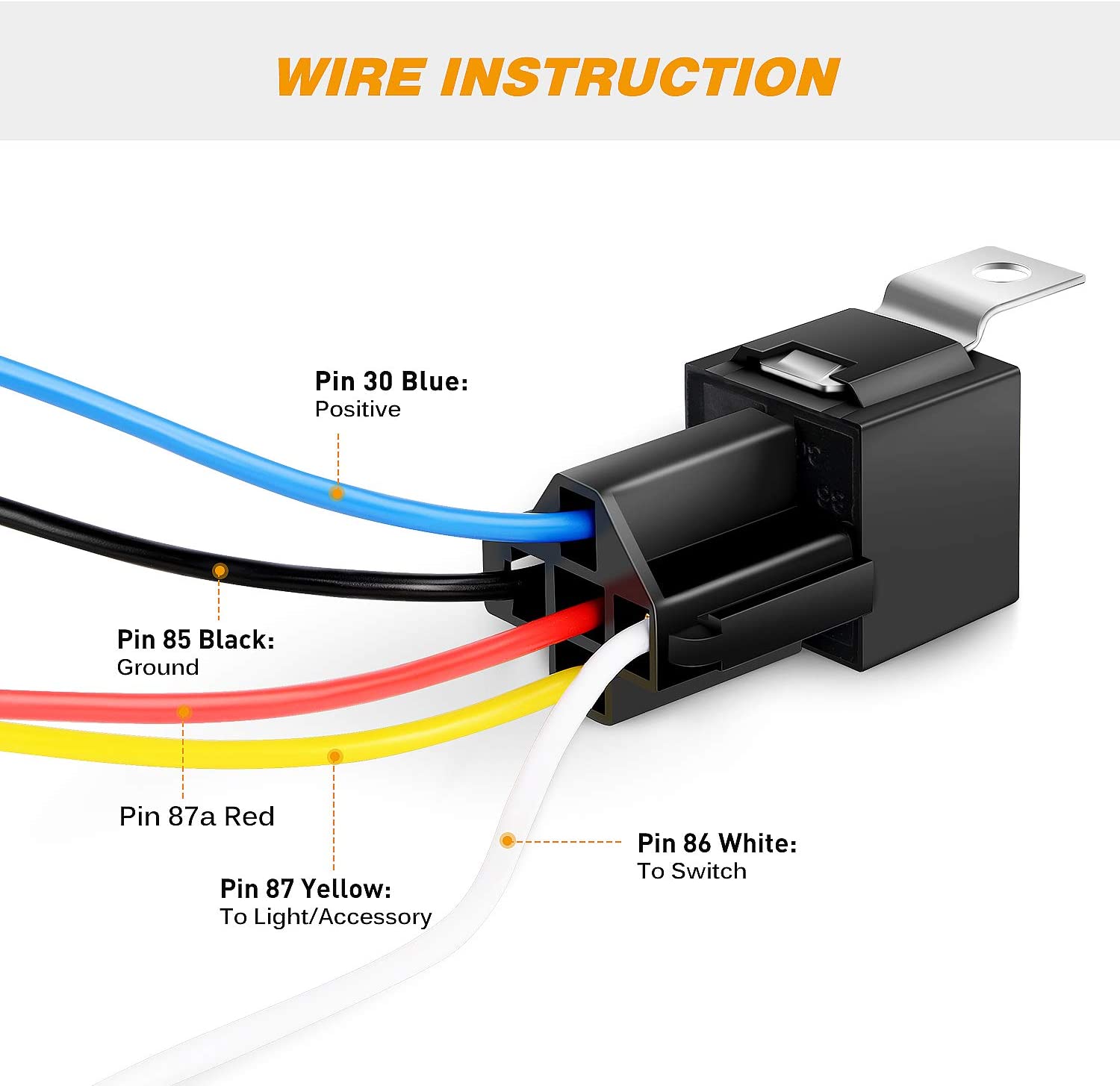 6 Packs Relay Harness Set 5-Pin 30/40A 12V SPDT with Interlocking Rela ...