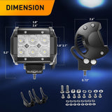 12 Inch 72W Led Light Bar 2PCS 4 Inch 18W LED Pods with 16AWG Off Road Wiring Harness-3 Leads