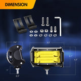 2 Pcs 5 Inch 72W 10800LM Flood Amber LED Pods with 16AWG 3Pin Wiring Harness-2 Leads