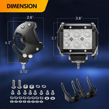 2 Pcs 18W Flood LED Pods with 12V 5Pin Rocker Switch Wiring Harness-2 Leads