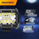 4 Pcs 60W 4 Inch Triple Row Flood LED Pods with 16AWG 3Pin Wiring Harness-4 Leads