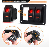 3 Gang Aluminum Rocker Switch Panel Red