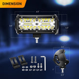 2 Pcs 6.5 Inch 120W Flood Triple Row LED Pods with 16AWG 3Pin Wiring Harness-2 Leads