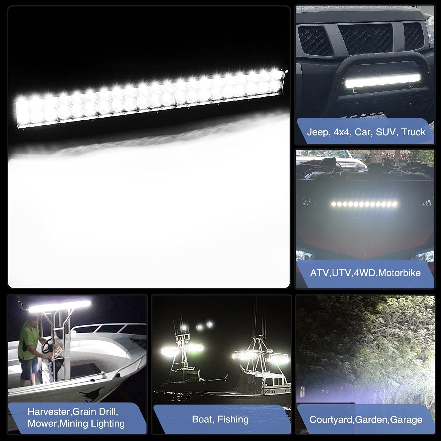 20 Inch 126W Led Light Bar Spot Flood Combo with 16AWG Wiring Harness