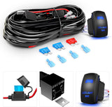 12 Inch 72W Led Light Bar Spot Flood Combo with 12V 5Pin Rocker Switch Wiring Harness kit