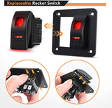 2 Gang Aluminum Rocker Switch Panel Red