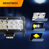 20 Inch 126W Combo Led Light Bar 2PCS 4 Inch 18W Spot LED Pods with 16AWG Off Road Wiring Harness-3 Leads