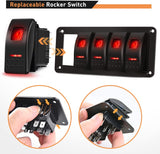 5 Gang Aluminum Rocker Switch Panel Red