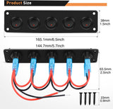 5 Gang 3 Pin Rocker Switch Panel Red