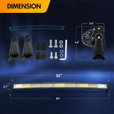 52 Inch Curved 783W 78000LM Triple Row Flood Spot Combo LED Light Bar with 12AWG 5Pin Rocker Switch Wiring Harness Kit