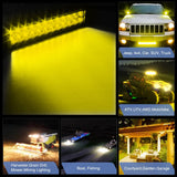 20 Inch 420W 42000LM Amber Triple Row Flood Spot Combo LED Light Bar with 16AWG 3Pin Rocker Switch Wiring Harness kit