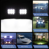 2 Pcs 18W Flood LED Pods with 3Pin 16AWG Wiring Harness-2 Leads