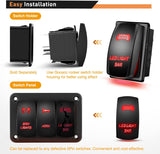 2 Gang LED Light Bar Rear Lights Rocker Switch Panel Red